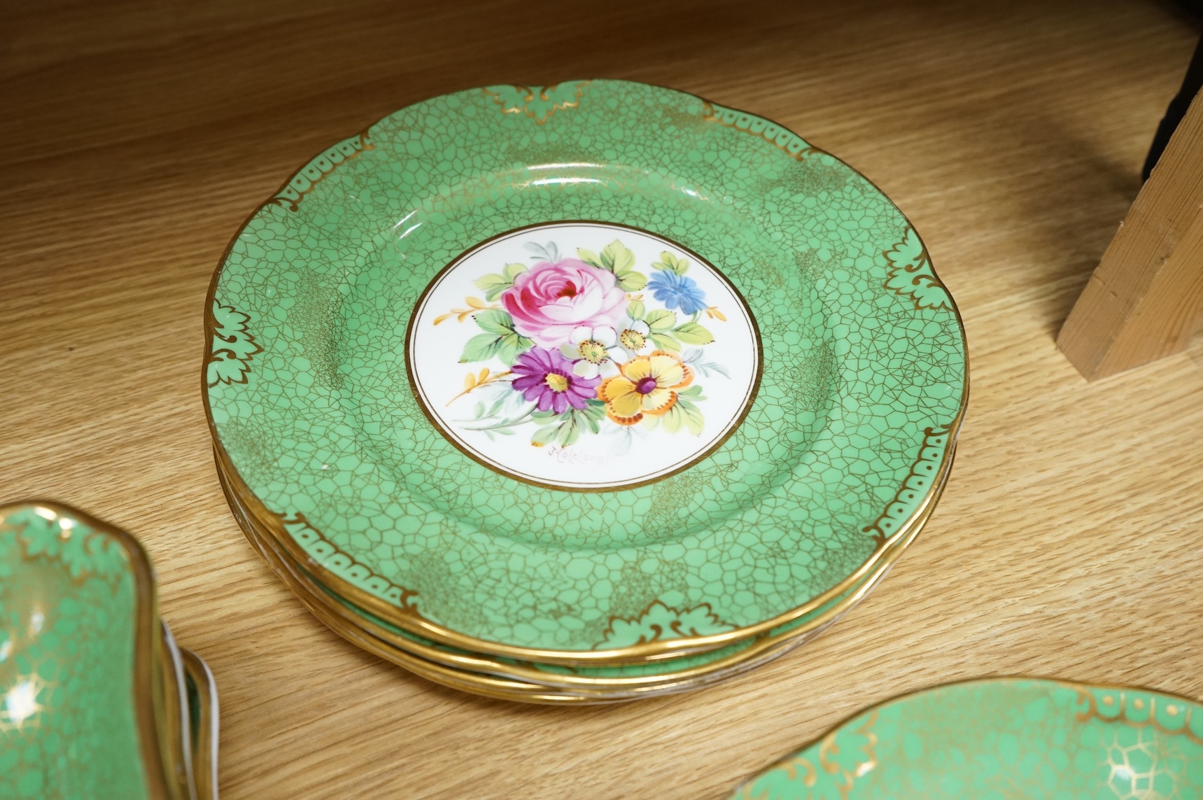 A Hammersley dessert service, for Lawleys, signed Colclough, plates 22.5 diameter (16)